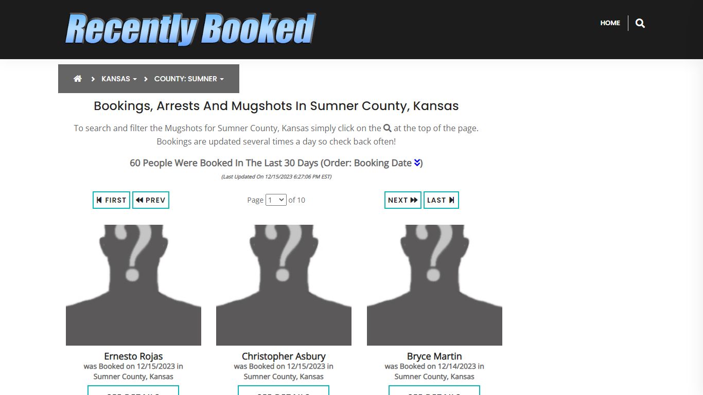 Recent bookings, Arrests, Mugshots in Sumner County, Kansas